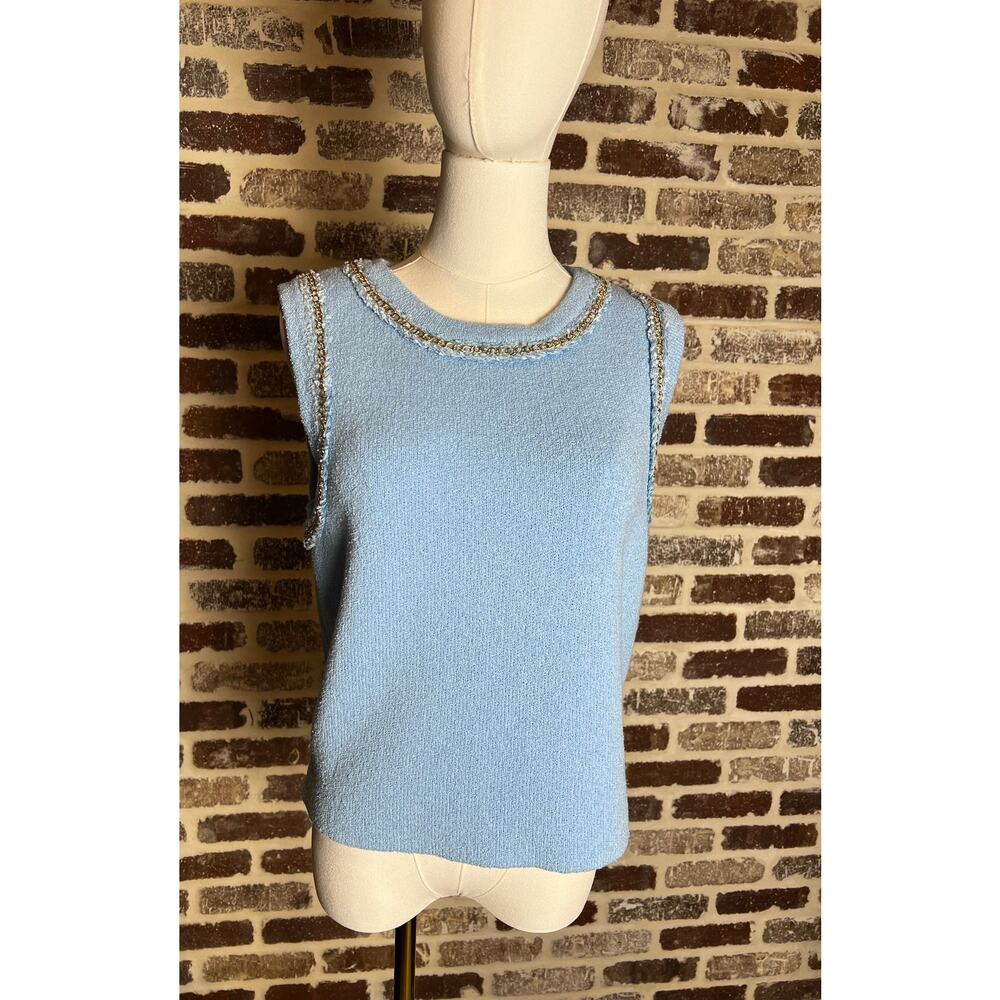 Endless Rose Chain Trim Thick Knit Classy Sleeveless Top Women's Size M